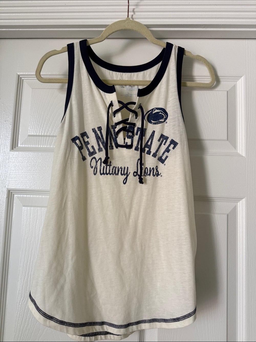 Stadium Athletics White and Navy Penn State Nittany Lions Lace-Up Tank